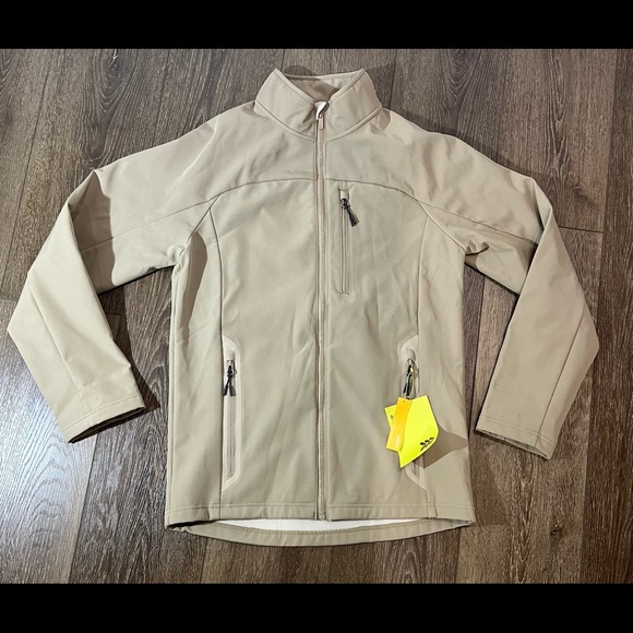 Mens All in Motion Fleece Softshell Jacket Beige Mens small jacket NEW 1222 - Picture 3 of 11